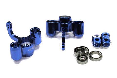 T8361BLUE Billet Machined Rear Steering Blocks for Associated Mini MGT 3.0 Monster Truck - Image 1