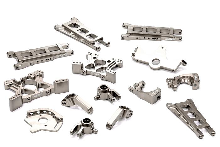 T8595SILVER Billet Machined T2 Conversion Kit for 1/10 Stampede 4X4 & Slash 4X4 (non-LCG) - Image 1