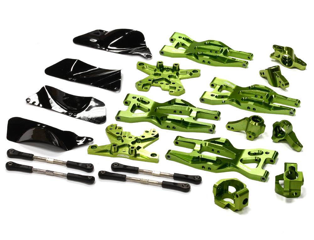 T8695GREEN Green Billet Machined Suspension Upgrade Kit for HPI 1/10 Bullet MT & Bullet ST - Image 1