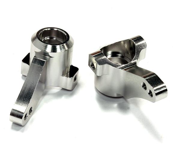T8698SILVER Billet Machined Steering Knuckles (2) for HPI 1/10 Bullet MT & Bullet ST - Image 1