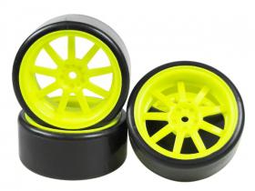 WH-24FY 1/10 9 Spoke Wheel & Tire Set for Drift (5mm Offset) - 4pcs - Image 1